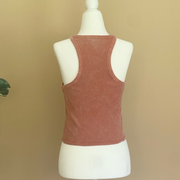 Mineral Wash Rose Racerback Ribbed Tank - Picture 3 of 3